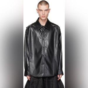 Grained Faux-Leather Shirt (CHEN PENG)